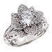 White / Rose / Yellow Gold Plated or Sterling Silver Hand Carved Vintage Inspired Blooming Rose Flower CZ Engagement Ring