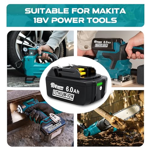 Leyootoolelec Battery 6Ah Replacement for Makita 18v: 2Packs Lithium-ion Batteries Compatible with 18 Volt BL1860B BL1850B BL1840B BL1830B BL1815B BL1860 BL1850 LXT
