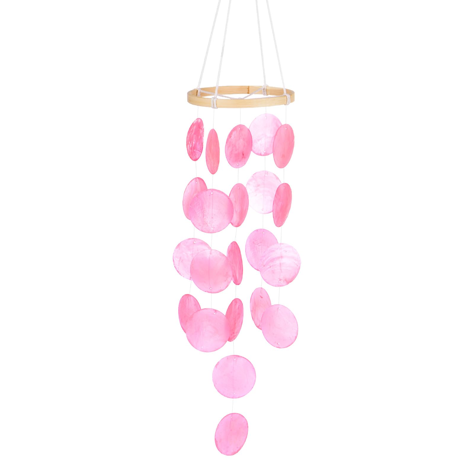 M METERXITY Shell Wind Chime for Outside, Seashell Wind Chime Sea Glass Shell Wind Chime for Outside/Patio/Garden/Porch Decor, Handcrafted Wind Chime [Pink]