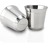 Easyworkz Stainless Steel Espresso Cup 2pcs Set Double Wall Insulated Metal Demitasse Cups 5 oz