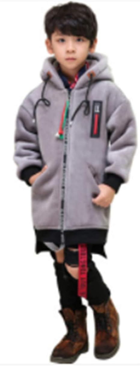 Amazon ユケ二ー 韓国服 子供服 パーカー 裏ボア トップス 保温 ロングアウター 男の子 ボーイズ ダッフルコート 裏起毛 可愛い 2色 トレーナー パーカー 通販