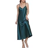 Amlztr Womens Satin Nightgown Long Slip Sleep Dress Silk V Neck Nightgowns