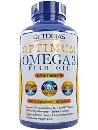 Dr. Tobias Omega 3 Fish Oil Triple Strength, Burpless, Non-GMO, NSF-Certified, 180 Counts