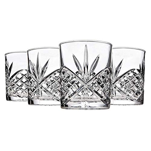 James Scott 4-Piece Whiskey & Liquor Glass Set-Exquisite Cocktail Glasses For Bourbon, Scotch, Alcohol, Etc. | 11 Oz. Drinking Glasses | Irish Cut Design