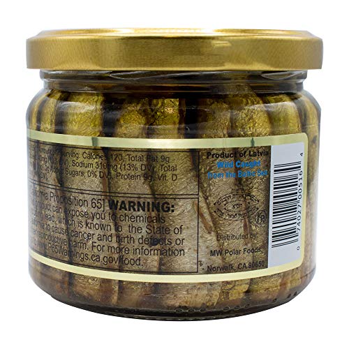 MW Polar Smoked Brisling Sardines in Olive Oil in 9.5oz. Jar (Pack of 6