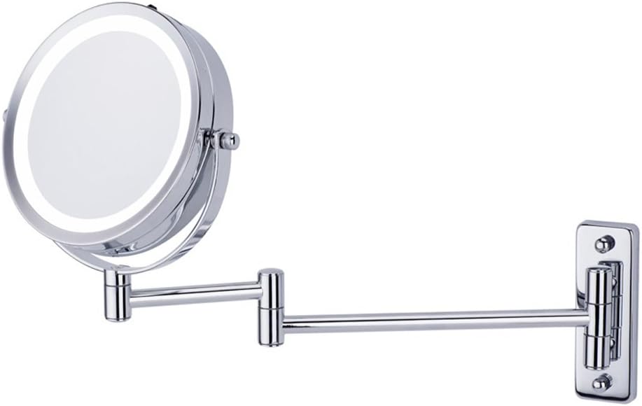 LIAN 5X Magnifying Illuminated Mirror, Bathroom Mirror Shaving Mirrors, Wall Mounted for Bathroom Hotel