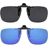 Success Eyewear Clip On Sunglasses Flip Up Polarized Sunglasses Clip onto Eyeglasses Over Prescription Glasses Case Included
