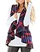 InStylish Women's Color Block Lapel Open Front Sleeveless Plaid Vest Cardigan with Pockets