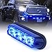 Xprite Blue 4 LED 4 Watt Emergency Vehicle Waterproof Surface Mount Deck Dash Grille Strobe Light Warning Police Light Head with Clear Lens