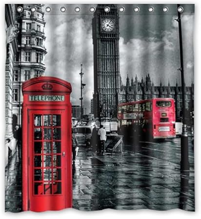 Amazon Com Shower Curtain London Red Telephone Box British