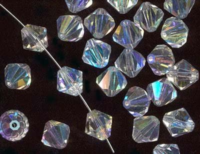 Packet 95+ Clear Czech Crystal Glass 3mm AB Faceted Bicone Beads GB8643-1 (Charming Beads)