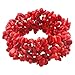 SUNYIK Red Coral Chip Necklace/Bracelt,Tumbled Stone,Jewelry Set