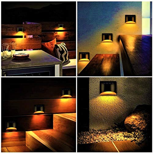 LeiDrail Solar Step Lights Outdoor Deck Fence Stair 1800K Warm Light Sun Powered LED Illuminated Landscape Lighting Waterproof for House Yard Garden Post Black - 2 Pack - Thumbnail 5