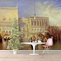 Wall Murals Self-Adhesive Removable The Dogana and San Giorgio Maggiore by Joseph Mallord William Turner Wallpaper Home Decoration for Living Room,Bedroom - 66x96 inches