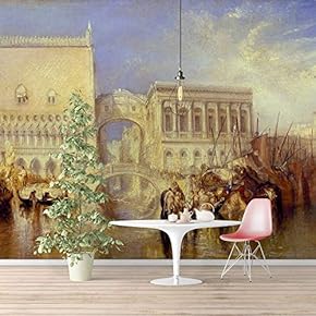 Wall Murals Self-Adhesive Removable The Dogana and San Giorgio Maggiore by Joseph Mallord William Turner Wallpaper Home Decoration for Living Room,Bedroom - 66x96 inches