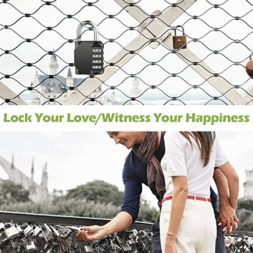 KeeKit Combination Lock, 4 Digit Combination Padlock, Waterproof Gate Lock, Resettable Combo Lock for Locker, Gym, Cases, Toolbox, School, 2 Pack - Silver & Black - Thumbnail 7