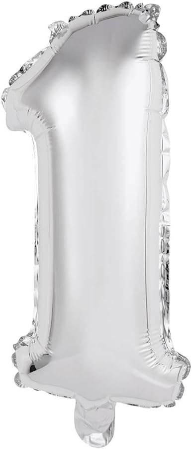 Unique Party 56741 - 14" Silver Foil Number 1 Balloon, Large