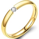 Jude Jewelers 2mm Classical Simple Plain Stainless Steel Stackable Cubic Zircon Wedding Band Ring