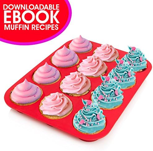 My Muffin Tins | 12 Cups Silicone Muffin Pan Silicone Cupcake Pan Mold Baking Tray, Nonstick Surface Bakeware, Food Grade Nontoxic, Easy to Clean, Safe for Microwave (450F) Freezer Dishwasher