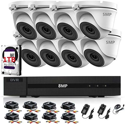 HIZONE PRO 8MP CCTV KIT SECURITY SYSTEM 4K DVR 8CH H.265+ & 8X5MP WHITE FULL HD METAL HOUSING IP66 WATERPROOF INDOOR OUTDOOR DOME CAMERAS 20M NIGHT VISION EASY P2P REMOTE VIEW (1TB HDD PRE-INSTALLED)