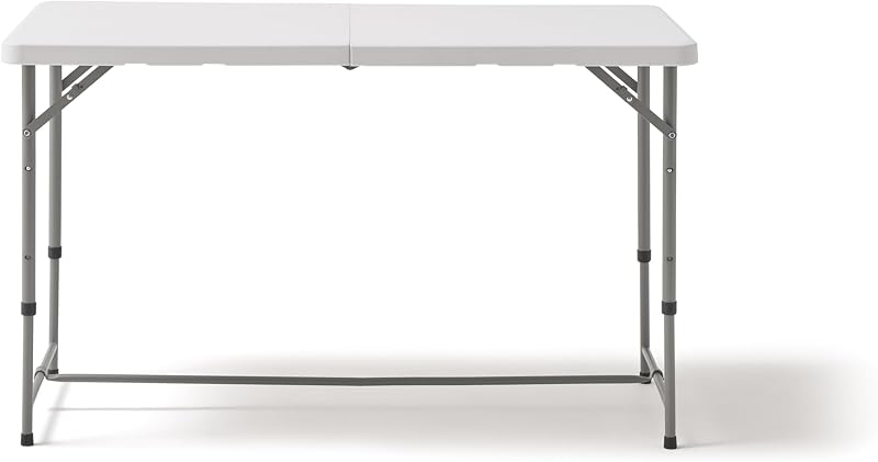 - Mesa Plegable Portátil Multifuncional, 122x60x58/74/90cm, Blanco