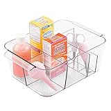 mDesign Baby & Nursery Divided Storage Organizer Tote Bin - Small, Clear