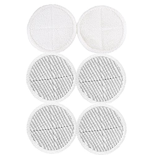 KEEPOW 6 Pcs Mop Pads Replacement for Bissell 2124 2039A Spinwave Hard Floor Mop (2 Soft Touch Pads + 4 Scrubby Pads)