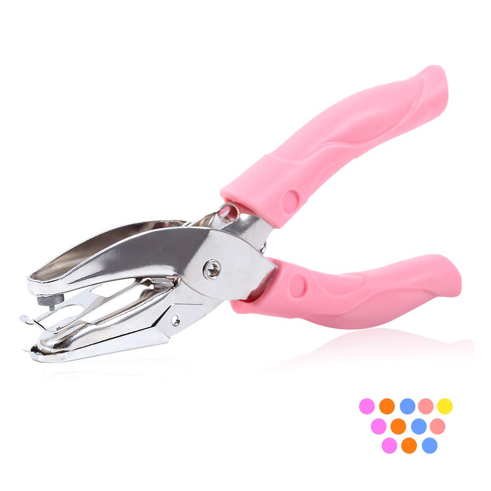 SPEEDWOX Single Hole Paper Puncher Small Circle Shape with Soft Pink Grip 6 Inches Arts DIY Craft Paper Hole Punch Tool
