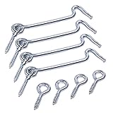eBoot 4 Inches Zinc Plated Wire Gate Hook and Eye, 4 Set