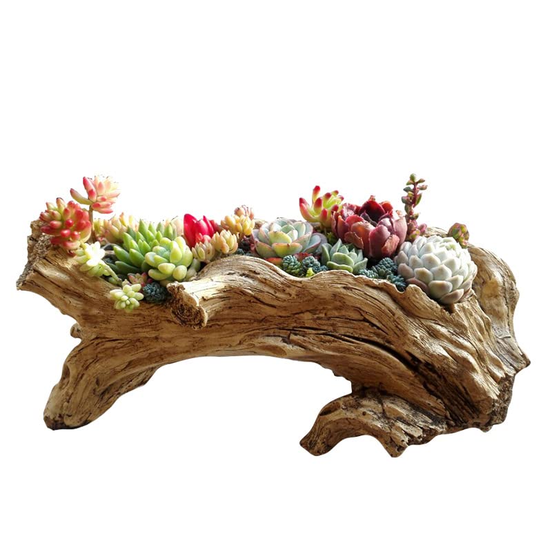 Photo 1 of YANMILIA Driftwood Planter Faux Wood Resin Succulent Planter Vintage Artificial Stump Log Like Container Pot for Home&Garden NO Plants