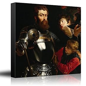 Oil Painting Portrait of a Commander, Three-Quarter Length, Being Dressed for Battle by Peter Paul Rubens - Baroque - Canvas Art Home Art - 12x12 inches