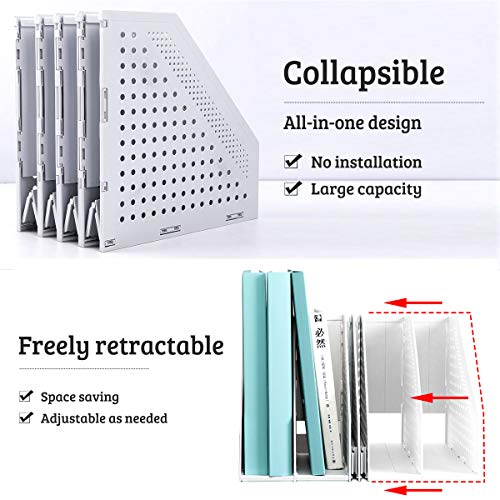 SAYEEC Collapsible Magazine Holder Plastic Desktop 4 Compartment File