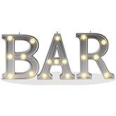 Pooqla Decorative Illuminated BAR Marquee Word Sign (Silver, 3.47" W x 4.21" H x 0.79" D) - LED Sign for Indoor BAR Decor