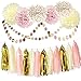 Bridal Shower Decorations Pink Gold Cream Glitter Gold Paper Tassel Garland Polka Dot Tissue Poms for Girl Prince Birthday Party Decorations Pink Gold First Birthday Party Decor