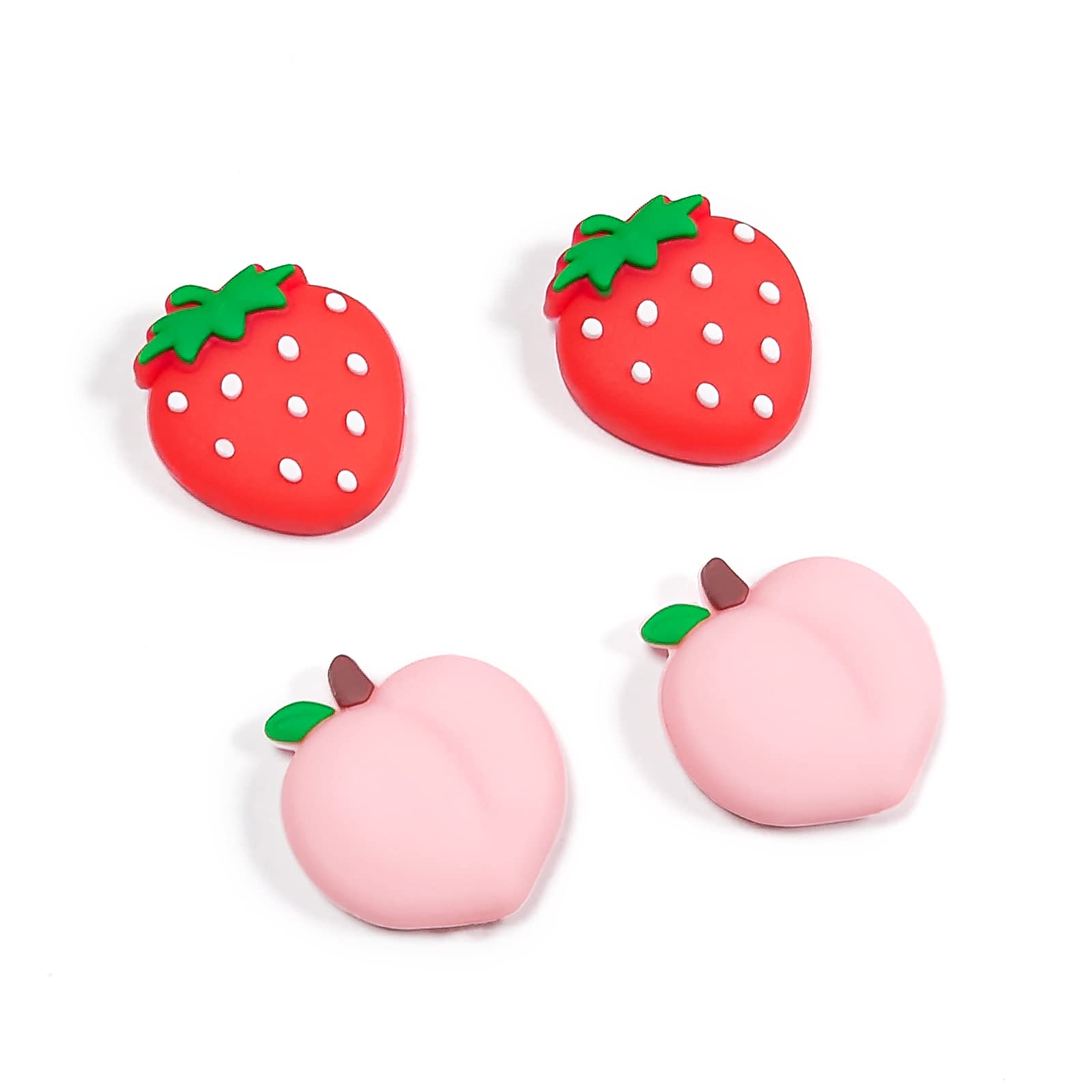 Photo 1 of DLseego Strawberry & Peach Thumb Grips Caps for Switch Lite/Switch OLED - Cute Fruit Soft Silicone Joystick Button Caps Analog Joy Con Stick Protective Cover - Red and Pink (4PCS)