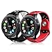 Soulen for Gear S3 Bands, Soft Replacement Sport Bands with Multiple Air Holes for Samsung Gear S3 Frontier/Classic (2-Pack Black/White+Red/Black, for Wrist 6.2