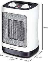 Pro Breeze 2000W Mini Ceramic Heater 2 Heat Settings Oscillation 60° White view 10