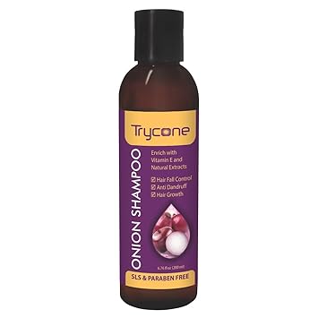 Trycone Onion Shampoo for Hair Growth with Vitamin E, Natural Extracts & Herbs, 200 Ml