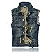NASKY Men's Fit Retro Ripped Jeans Vest Demin Jacket Vest Waistcoat Top Vest