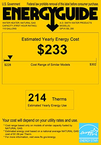 A.O. Smith GPVX-50L ProMax SL Power Vent Gas Water Heater with Side-Mounted Recirculating Taps, 50 gal