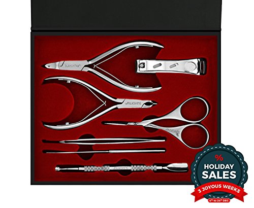 Suvorna Professional Manicure / Pedicure Kit (7 Pieces) Manipro M77, Polished Steel, 13.6 Ounce