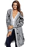 Wicky LS Women's Front Open Knitted Special Cardigan Sweater Style 1 Gray S