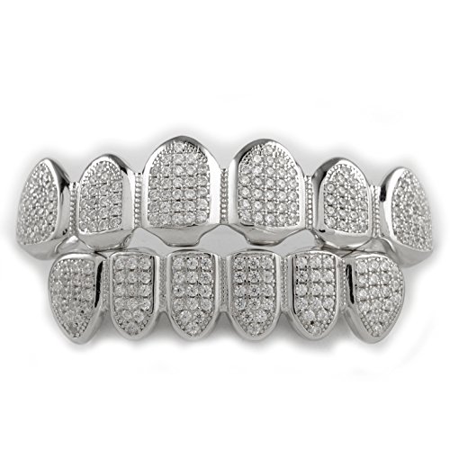 .925 Sterling Silver CZ Teeth Grillz Custom Grill