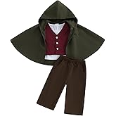 Madjtlqy Baby Halloween Costumes Toddler Boy Ring Bearer Medieval Outfit Long Sleeve Shirt Vest Cloak Pants 4 Pcs Set