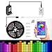 Led Strip Lights 16.4ft/5m Non-Waterproof LED Lights Kit 5050 RGB Rope Lights with Bluetooth Smartphone APP Controller & 12V 3A Power Supply for iOS and Android System