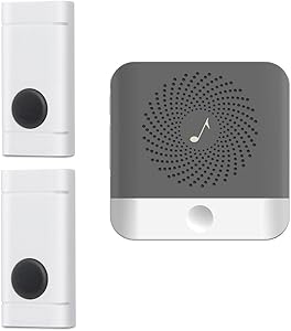 Wireless Doorbell Plug in Receiver with 2 Remote Push Button Waterproof for Home, Operating Range 500-1000 Feet, 52 Chimes 4 Level Adjustable Volume and LED Flash