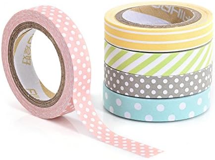 Opmnla 5 Rolls Colorful Cute Tape Adhesive Sticky Paper Masking Tape Crafts Decor