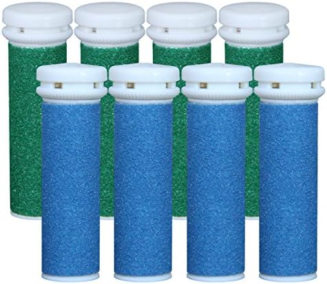 Replacement Refill Rollers for Emjoi Micro-pedi (4 Xtreme Coarse+4 Extra Coarse) - Pack of 8