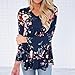 WILLTOO Clearance Autumn Women Floral Printing Long Flare Sleeve Shirts Casual Tops Tee Plus Size