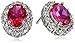 Amazon Collection Sterling Silver, Cushion-Cut Created Ruby, and Created White Sapphire Stud Earrings